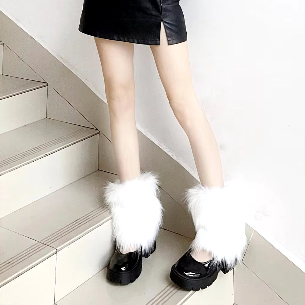 Furry Leg Warmers Y2K Faux Fur Leg Warmers for Women & Girls Boot Covers