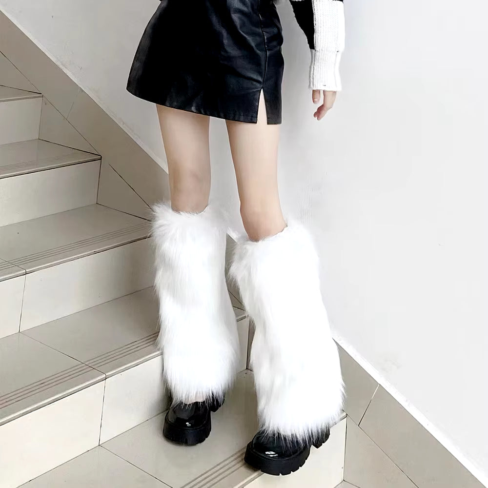 Furry Leg Warmers Y2K Faux Fur Leg Warmers for Women & Girls Boot Covers