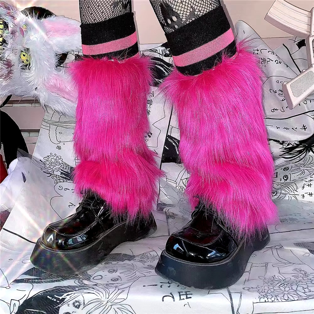 Furry Leg Warmers Y2K Faux Fur Leg Warmers for Women & Girls Boot Covers