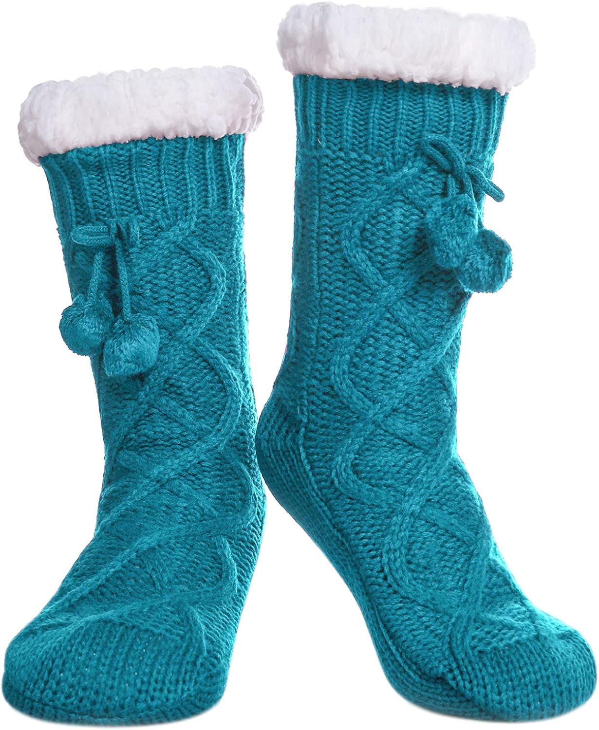 Women's Non-Slip Slipper Socks Fleece-Lined Grippers Home Socks for Winter - Warm Soft Cozy Fuzzy 