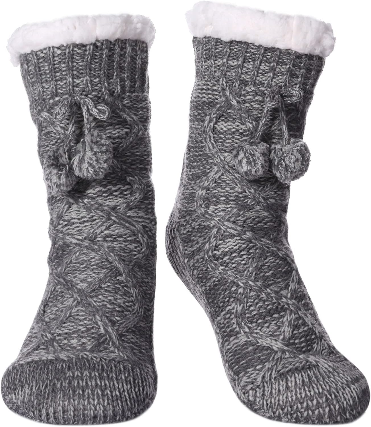 Women's Non-Slip Slipper Socks Fleece-Lined Grippers Home Socks for Winter - Warm Soft Cozy Fuzzy 