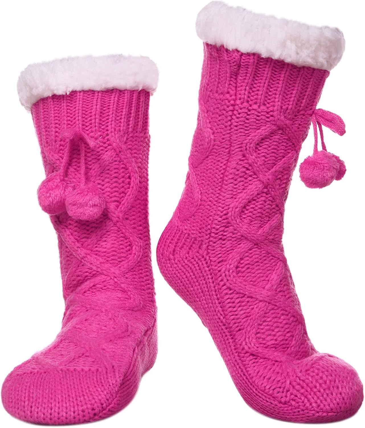 Women's Non-Slip Slipper Socks Fleece-Lined Grippers Home Socks for Winter - Warm Soft Cozy Fuzzy 