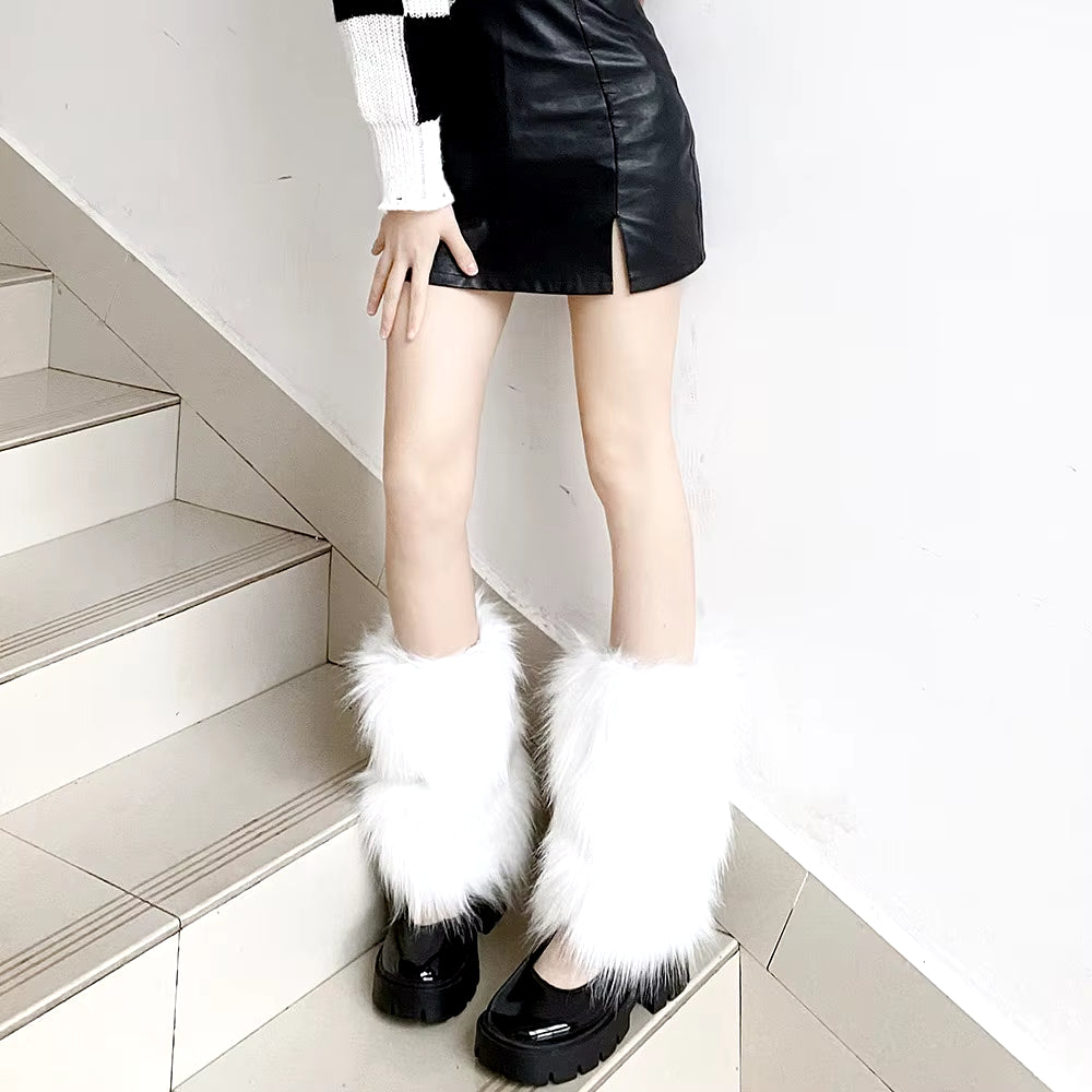 Furry Leg Warmers Y2K Faux Fur Leg Warmers for Women & Girls Boot Covers