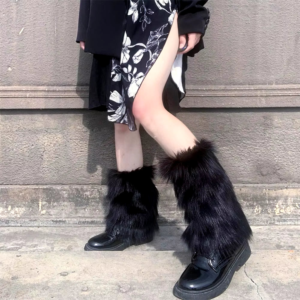 Furry Leg Warmers Y2K Faux Fur Leg Warmers for Women & Girls Boot Covers