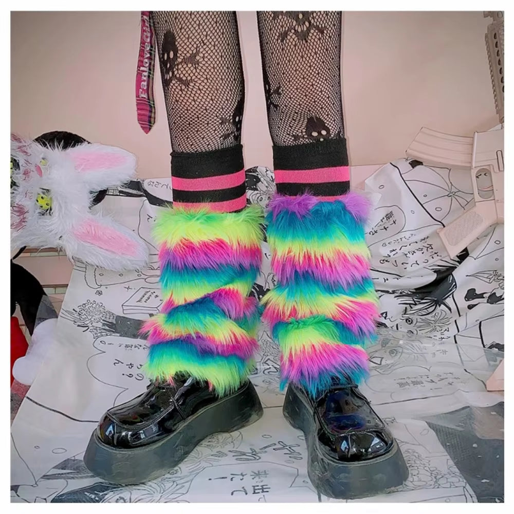 Furry Leg Warmers Y2K Faux Fur Leg Warmers for Women & Girls Boot Covers